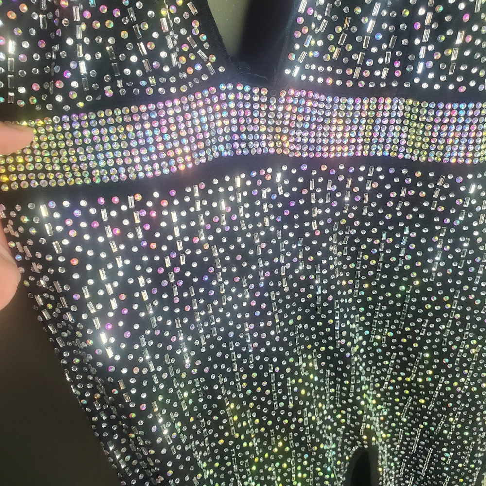Black mesh dress with Iridescent rhinestones. Never worn new with tags size XXL - Picture 8 of 10